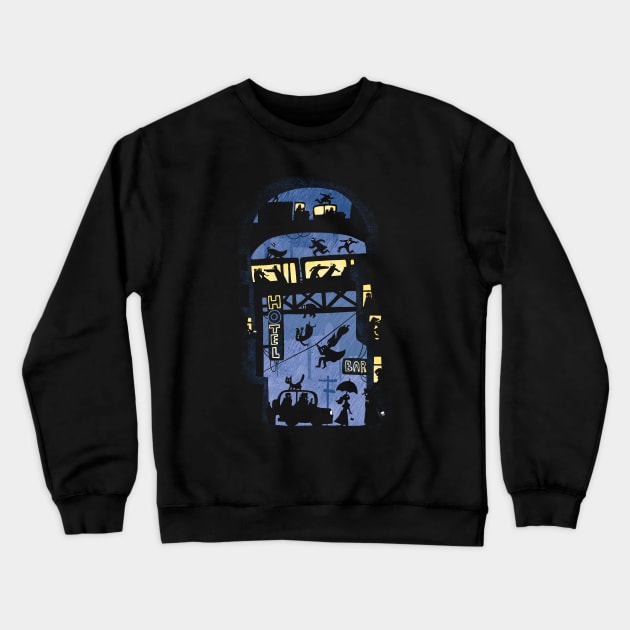 Showdown at Rue Noir Crewneck Sweatshirt by Queenmob